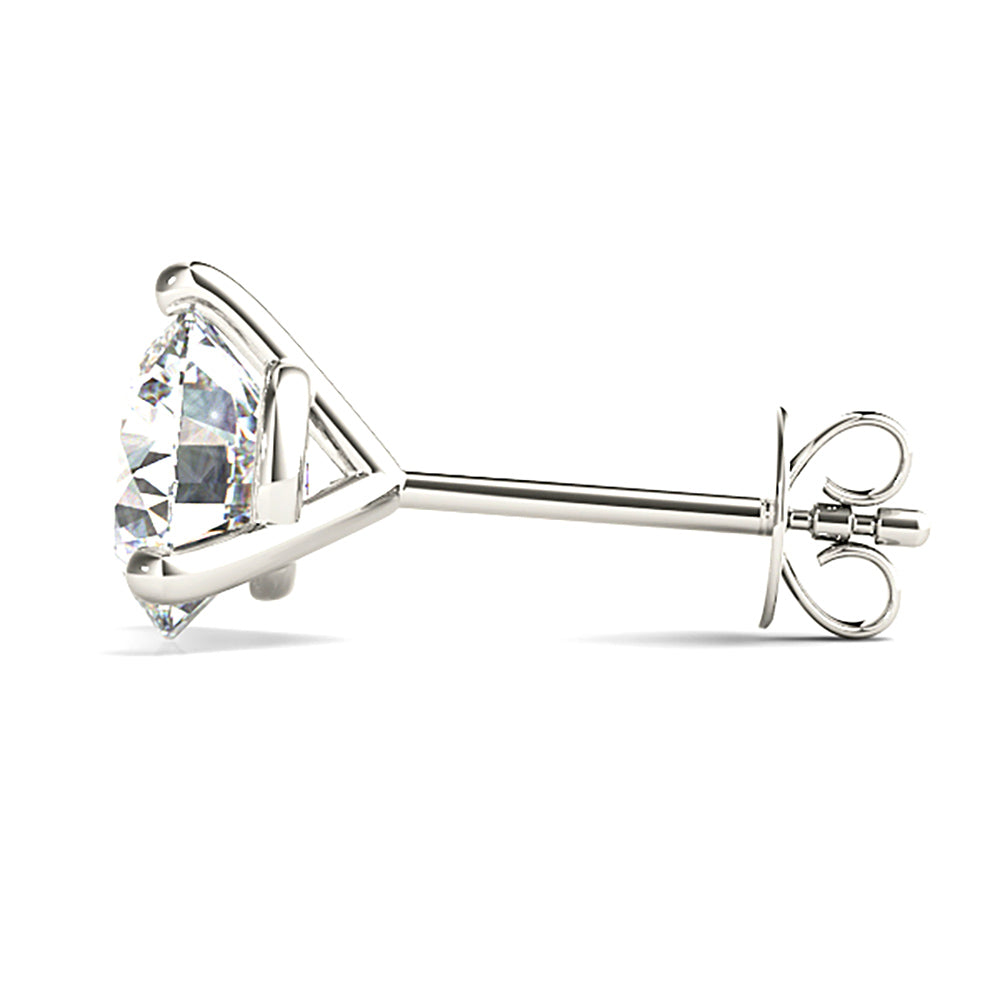 Three Prong Diamond Stud Earrings-VIRABYANI